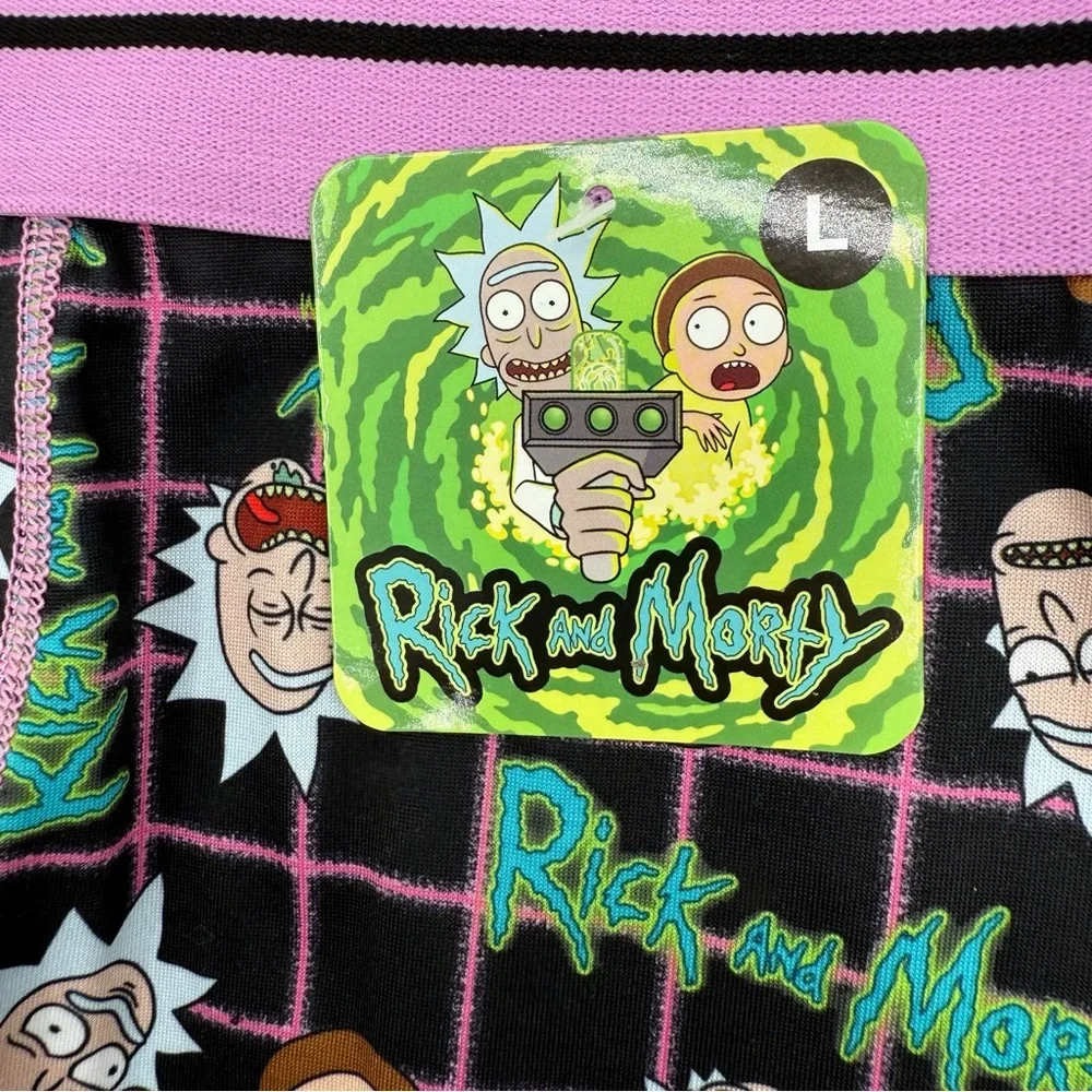 Rick and Morty Boxer Briefs Mens Large Underwear Black Purple Matrix Fun Gift